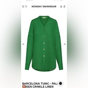 BARCELONA TUNIC - PALM GREEN CRINKLE LINEN size small NWT brand new